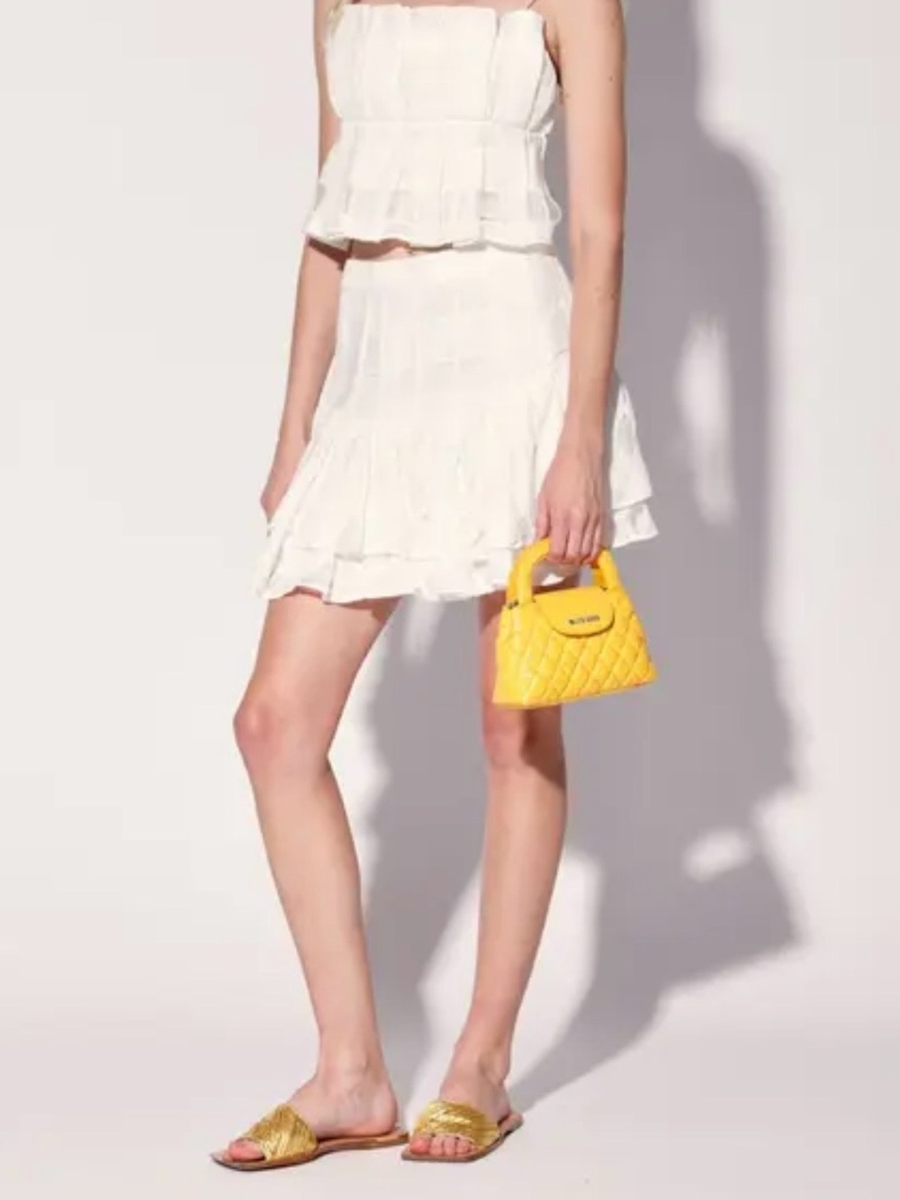 Walter Baker Zelda Ivory White Tiered Grid Jacquard Mini Skirt 2 NWT New
